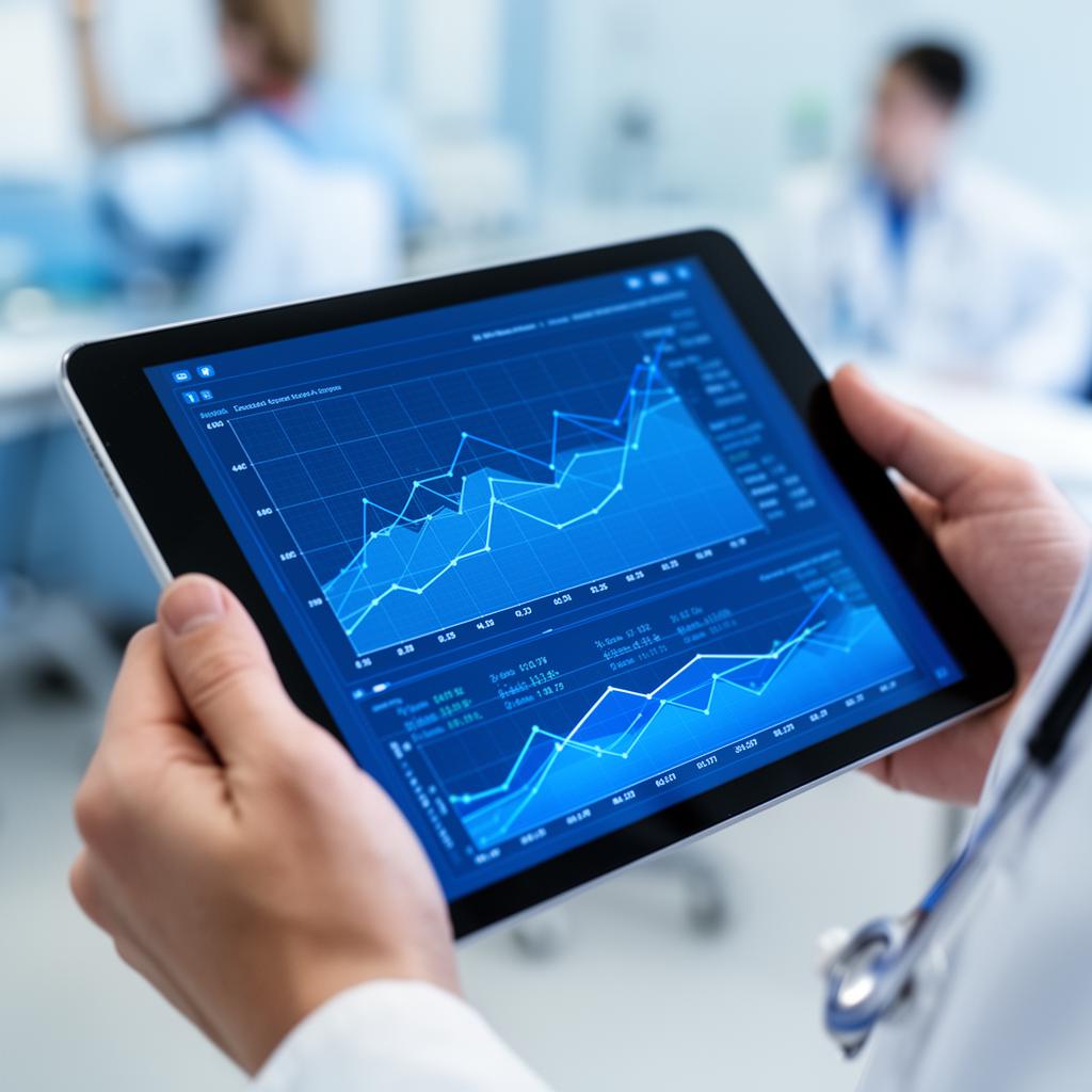 Doctor reviewing analytics on tablet