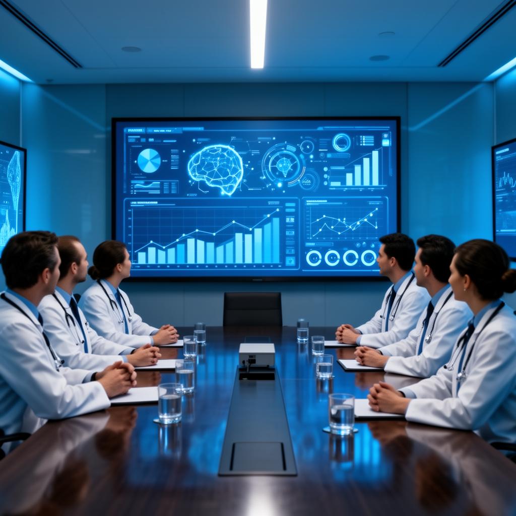 Medical team reviewing AI analytics